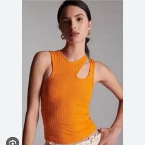 Maeve By Anthropologie Orange Ribbed Knit‎ Cut-Out Tank Top Womens M